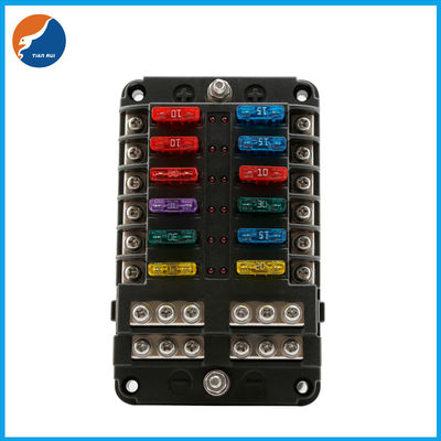 12 Stromkreis-Möglichkeits-Blatt-Sicherungs-Kasten-positiver negativer Sammelschiene-Sicherungs-Block-Kasten-Halter mit LED-Indikatorstaubgeschütztem Schutz